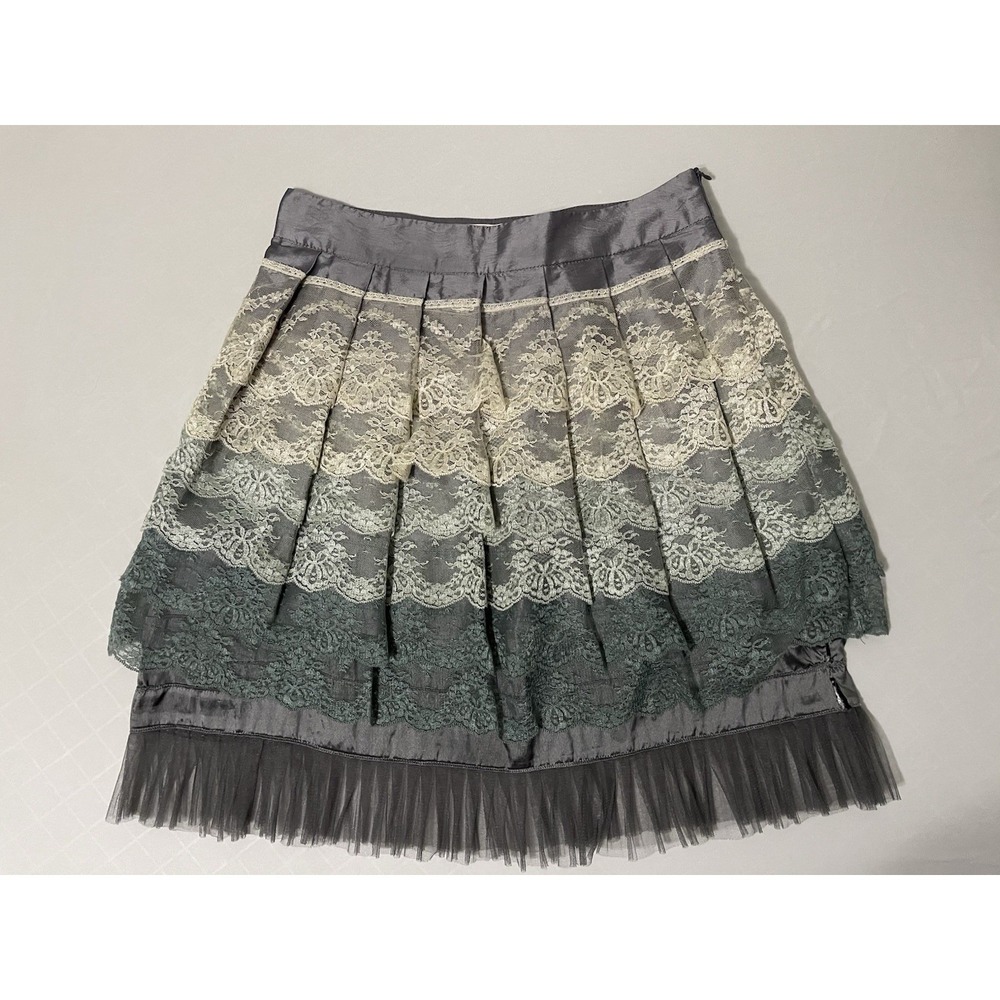 Lace Tiered Multicolored‎ Midi Skirt Medium Boho Fairycore Coquette Y2K Ruffle